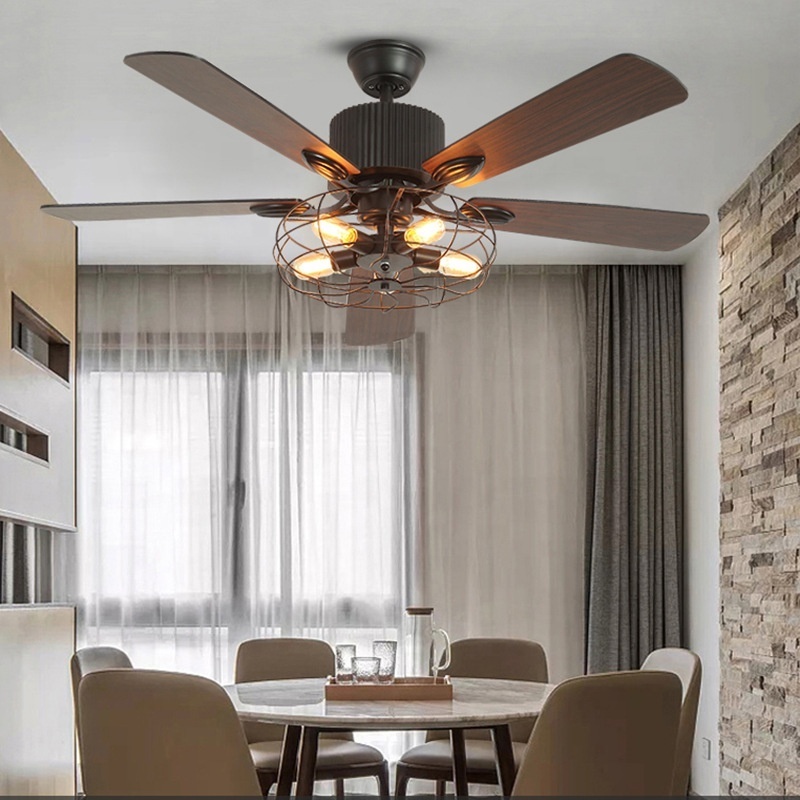 Modern acrylic black finish dimmable led ceiling fan lamp with 5 blades intelligent remote control ceiling fan light