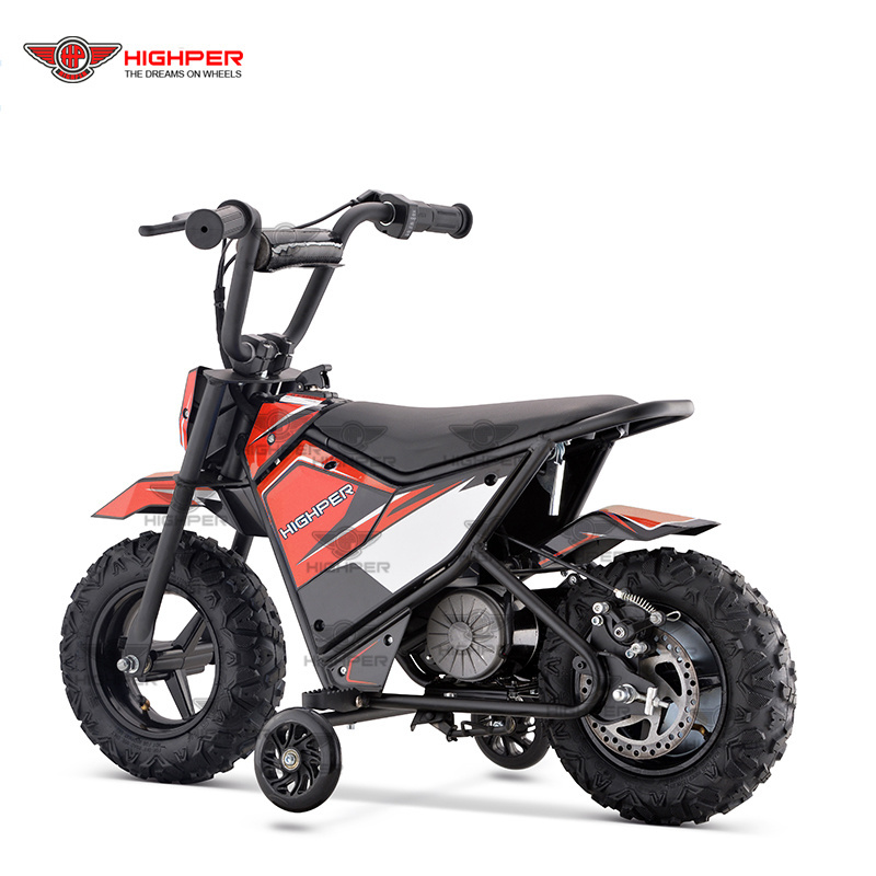 250W Kids Dirt Bike Battery-Powered Ride-On Electric Motorcycle with Charging 24V Battery and Training Wheels