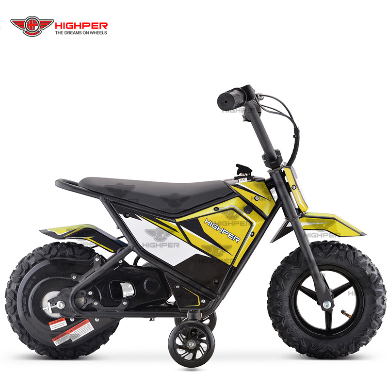 250W Kids Dirt Bike Battery-Powered Ride-On Electric Motorcycle with Charging 24V Battery and Training Wheels