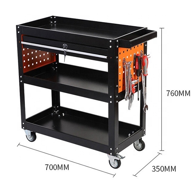 3-Tier utility cart mechanic organizer rolling carts with wheel