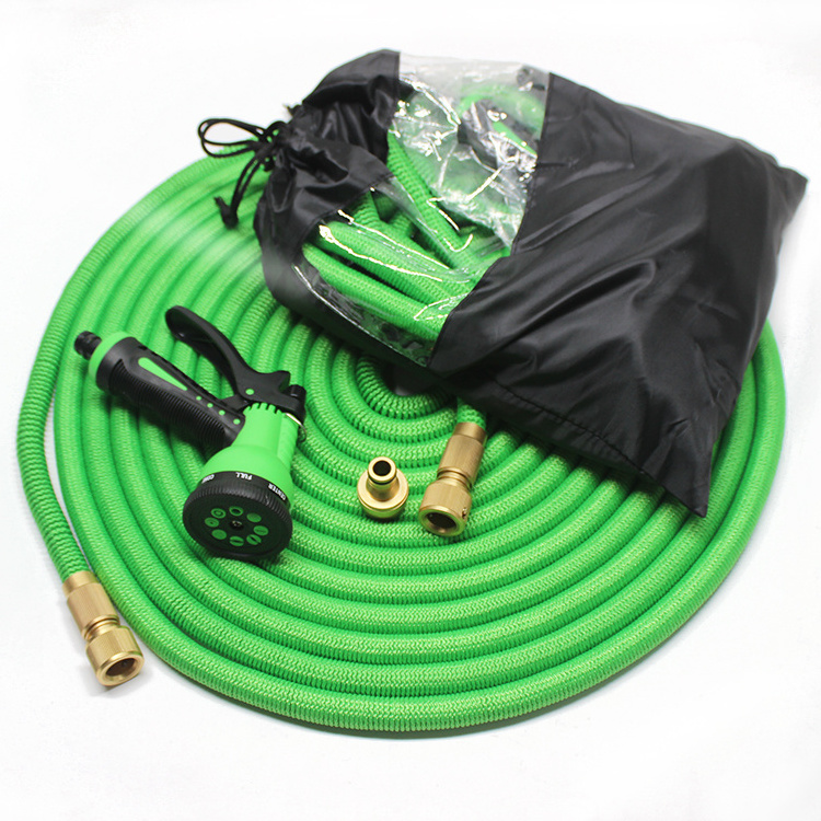 3 times  Expandable water hose retractable garden hose reel with brass fitting on each end