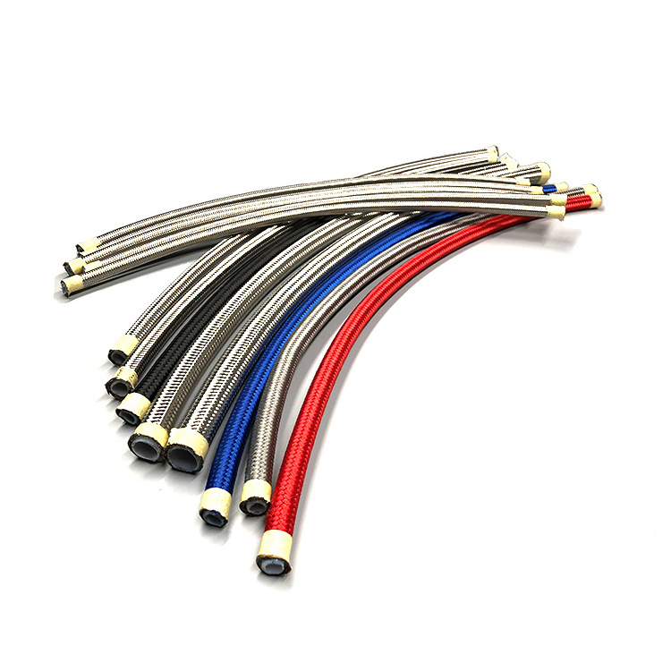 3.2mm 1/8'' motorcycle hydraulic reinforced ptfe/nylon stainless steel braided clutch brake oil cable tube line fuel hose