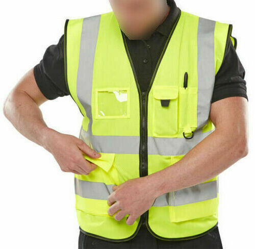 High Vis Viz Work Vest Waistcoat with Phone and ID pockets Reflector Vests