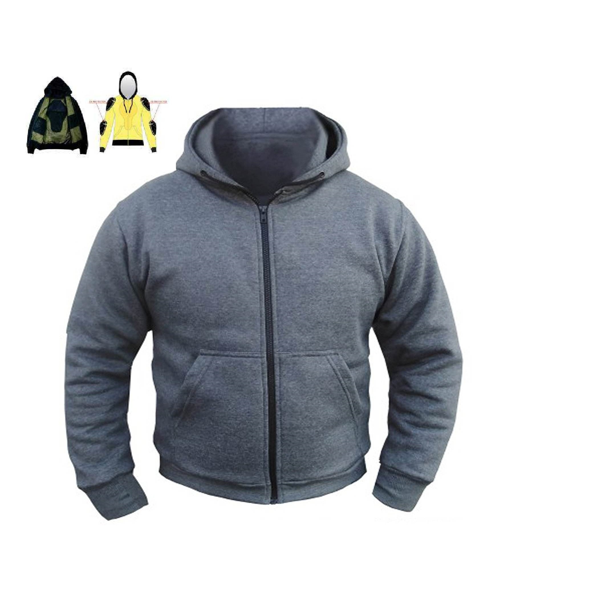 Custom 100% Cotton Motorcycle Hoodie CE Armored Motorbike Fleece Hoodie Sweatshirts Safety Protective Zip up Motorbike Jacket