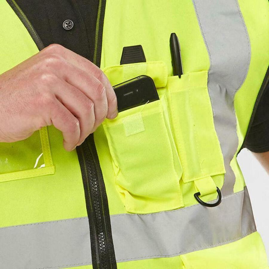 High Vis Viz Work Vest Waistcoat with Phone and ID pockets Reflector Vests