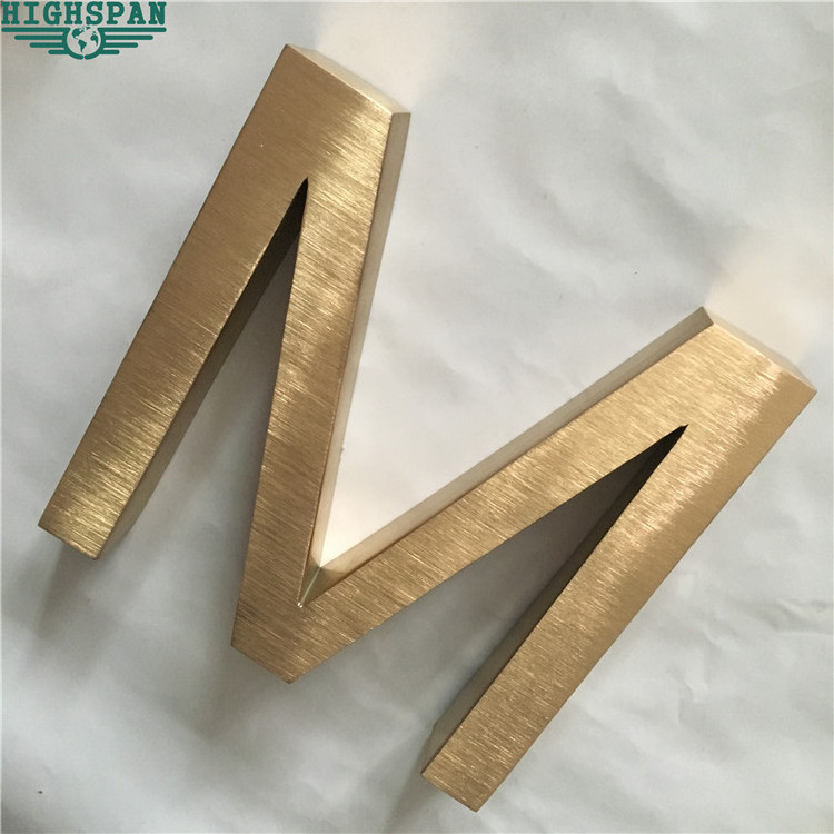 shop logo rose gold brushed stainless steel letter sign