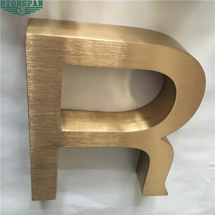 shop logo rose gold brushed stainless steel letter sign