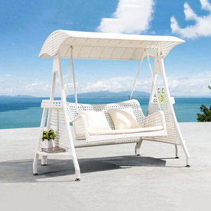 Outdoor modern Aluminum Frame Swing Rope Hanging Sofa white patio swing chair