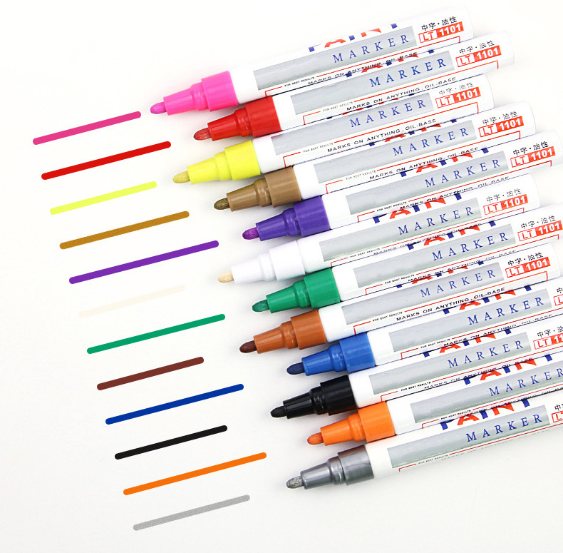 Water and sunlight resistant vivid and vibrant color oil base paint car tyre pen