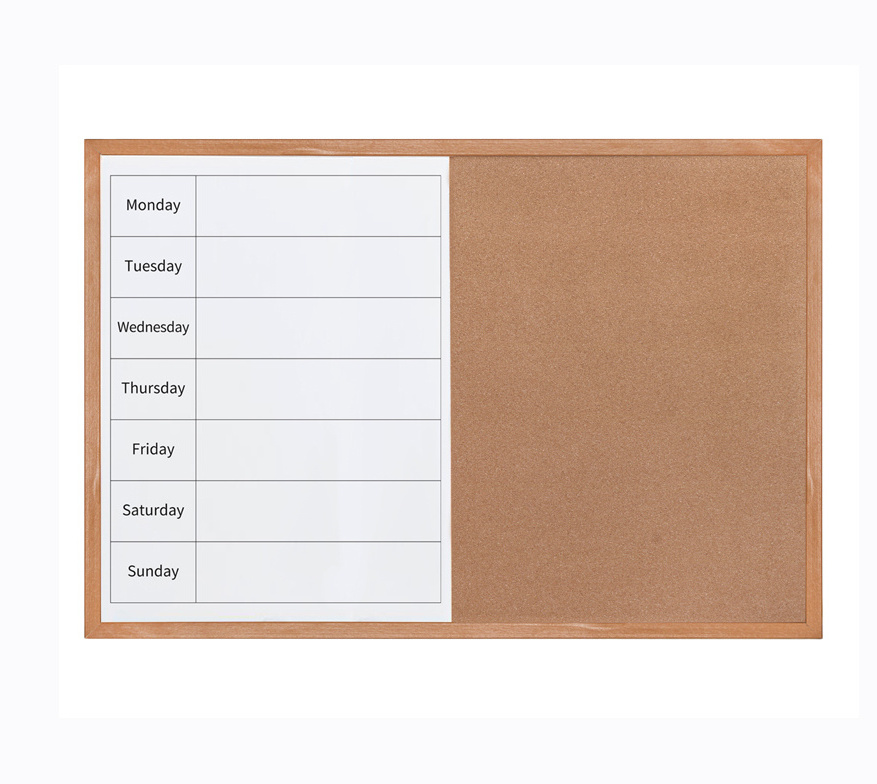 Wooden Frame Magnetic Dry Erase Cork Memo Notice  writing Combination white board