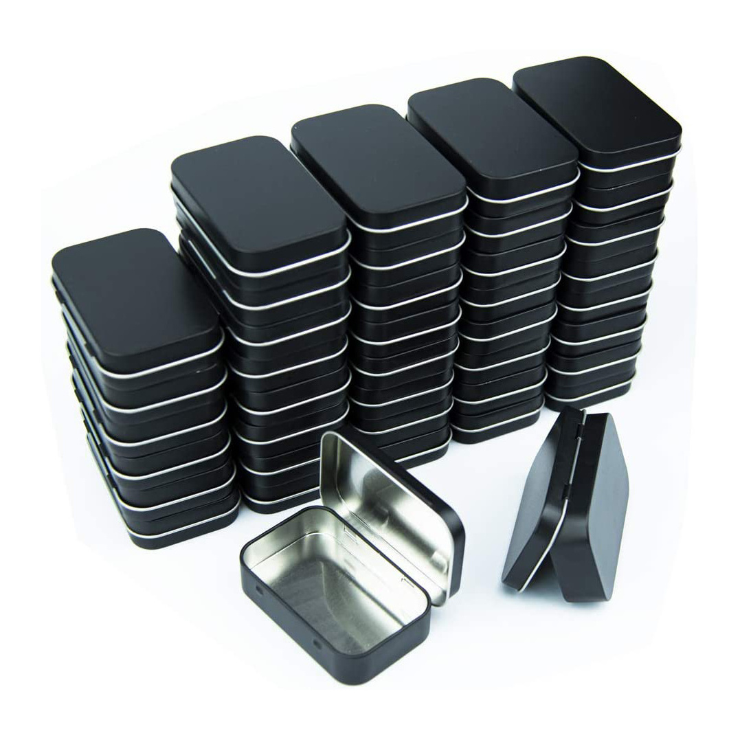 Mini Portable Box Containers Rectangular Empty Metal Hinged Tins for Lip Balm,Crafts,Storage Kit