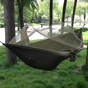 High Strength Parachute Fabric Hanging Bed Sleeping Swing 1-2 Person Hammock Portable Outdoor Camping Hammock With Mosquito Net