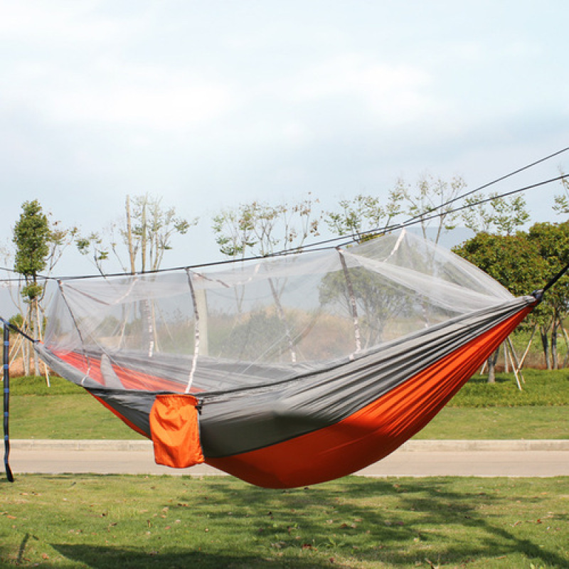 260x140cm Portable Automatic Quick-opening Hammock Outdoor Chair Camping Pole Anti-rollover Nylon Hammock With Mosquito Net