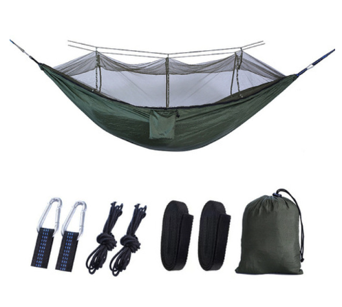 260x140cm Portable Automatic Quick-opening Hammock Outdoor Chair Camping Pole Anti-rollover Nylon Hammock With Mosquito Net