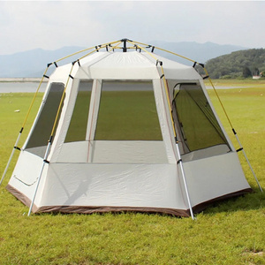 Automatic Camping Tent Outdoor Waterproof Anti-UV Hexagonal Big Tent Aluminum Pole Garden Pergola Awning Family Tent 4-6 Persons