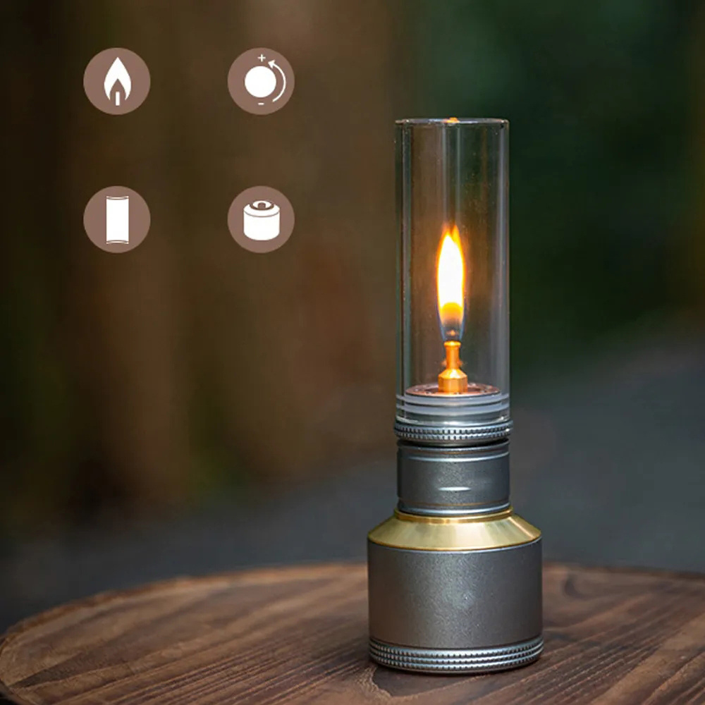 Candlelight Kit Portable Lamp Windproof CandleLight Outdoor Camping GasBurner Light Tent Lamp Picnic BBQ Fishing Lantern