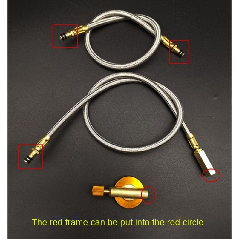 Outdoor Camping Barbecue Flat Tank Gas Stove Burner Extension Cord Connecting Pipe Converter Inflation Adapter