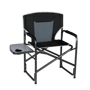 Portable Aluminum Directors Chair Outdoor Camping Oversized Folding Chair With Side Table For Lawn Picnic and Fishing