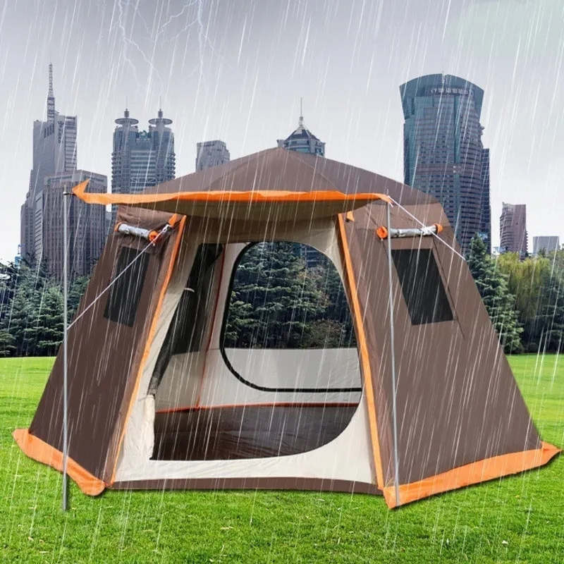 Automatic Camping Tent Outdoor Waterproof Anti-UV Hexagonal Big Tent Aluminum Pole Garden Pergola Awning Family Tent 4-6 Persons