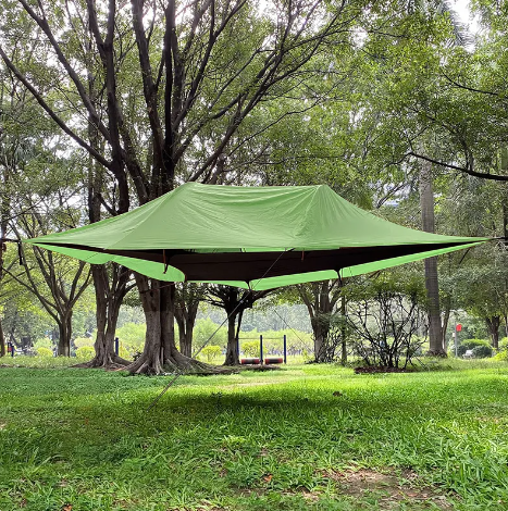 2-3 Person Rainproof Sunshade Triangle Hammock Outdoor Camping Suspended Tent Flat-bottomed With Mosquito Net