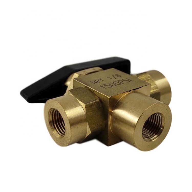 Brass 3 Way Ball Valve 1/8