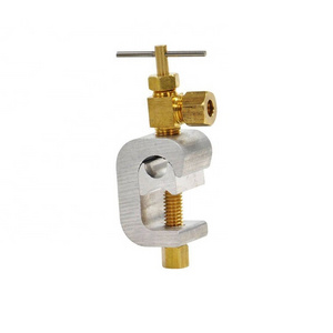 Brass 1/4" 3/8" Compression Reverse Osmosis RO Self Piercing Saddle Valve with Aluminum Clamp