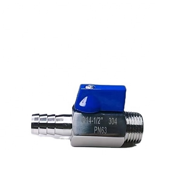 Stainless steel mini ball valve male to hose barb