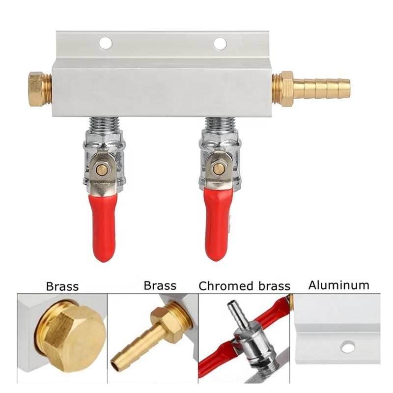 2-Way Splitter CO2 Beer Gas Manifold/Distributor 5/16 Barb Check Valve. Regulator CO2 Manifold