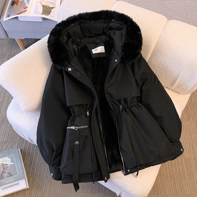 2024 New Fashion Women Winter Jacket Fake Fur Collar Oversized Long Coat Hooded Warm Lining Female Puffer Jacket Parkas Mujer