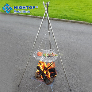 Stainless Steel Round Fire Pit Bbq Grill Cooking Grate For Outdoor Bbq Picnic