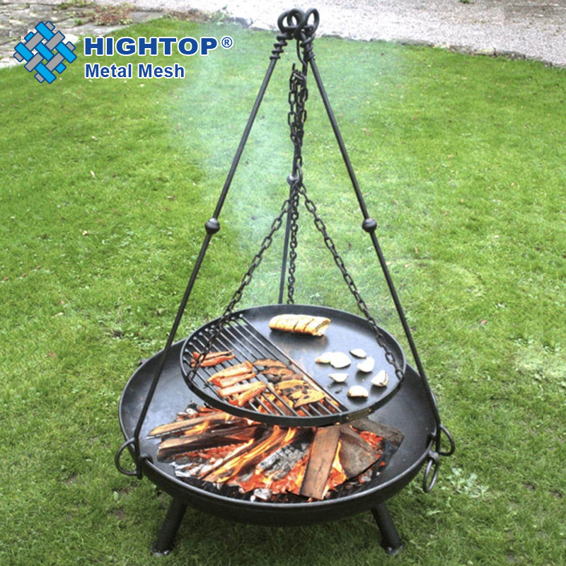 Stainless Steel Round Fire Pit Bbq Grill Cooking Grate For Outdoor Bbq Picnic