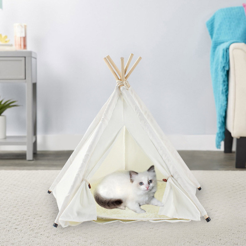 Customized Colors Pet Outdoor Travel Polyester Wood Solid Camping Dog Cat Teepee Tent