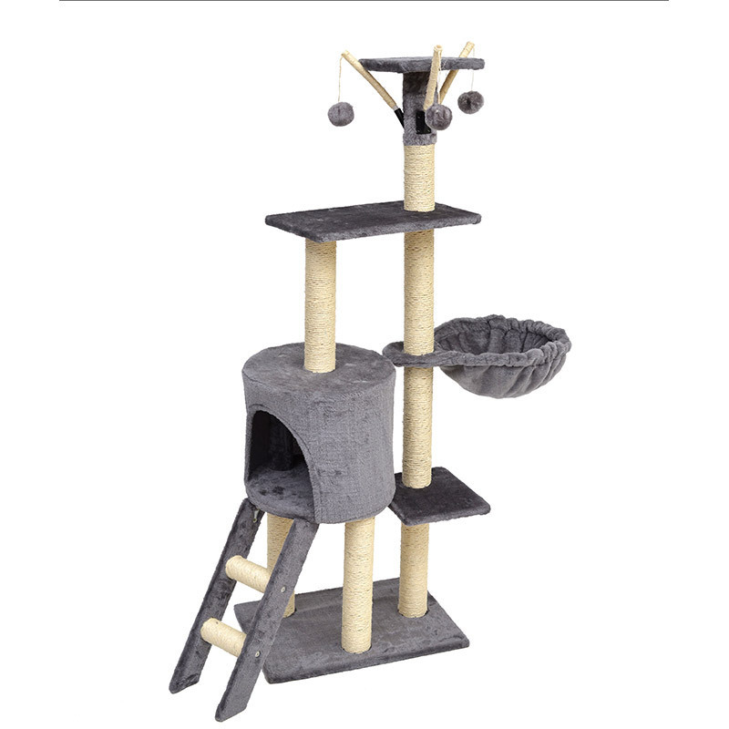 China Factory Wholesale Luxurious House Customized Plush Big Pet Condo Natural Sisal Wood Scratcher Furniture Cat Tree