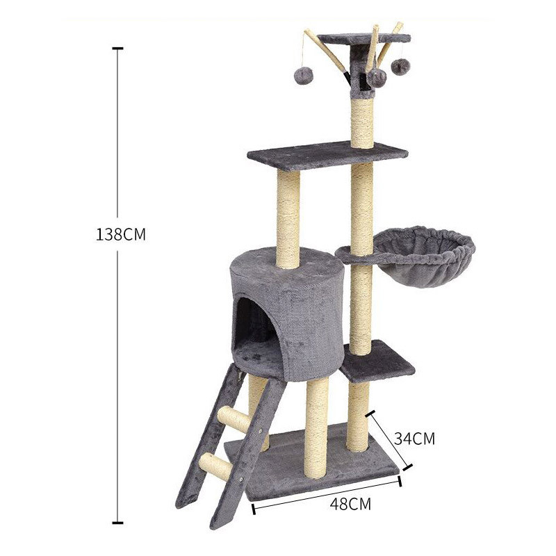 China Factory Wholesale Luxurious House Customized Plush Big Pet Condo Natural Sisal Wood Scratcher Furniture Cat Tree