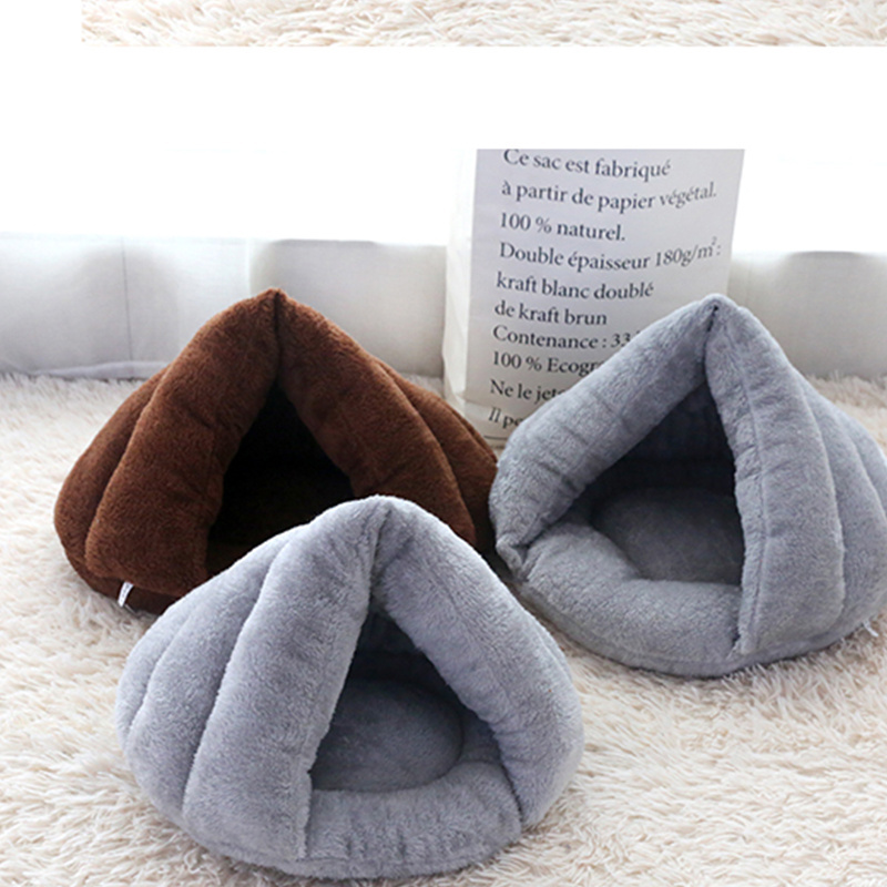 Soft Plush Burrowing Cave Hooded Cat Bed Faux Fur Round Comfortable Self Warming Indoor Sleeping Cat Bed For Small Dogs