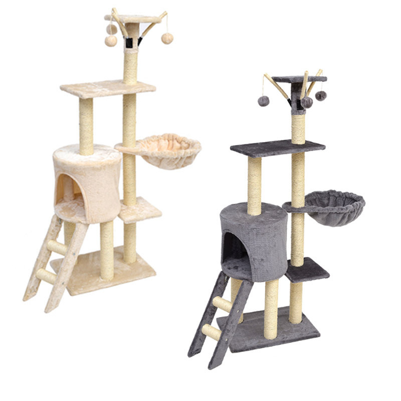 China Factory Wholesale Luxurious House Customized Plush Big Pet Condo Natural Sisal Wood Scratcher Furniture Cat Tree