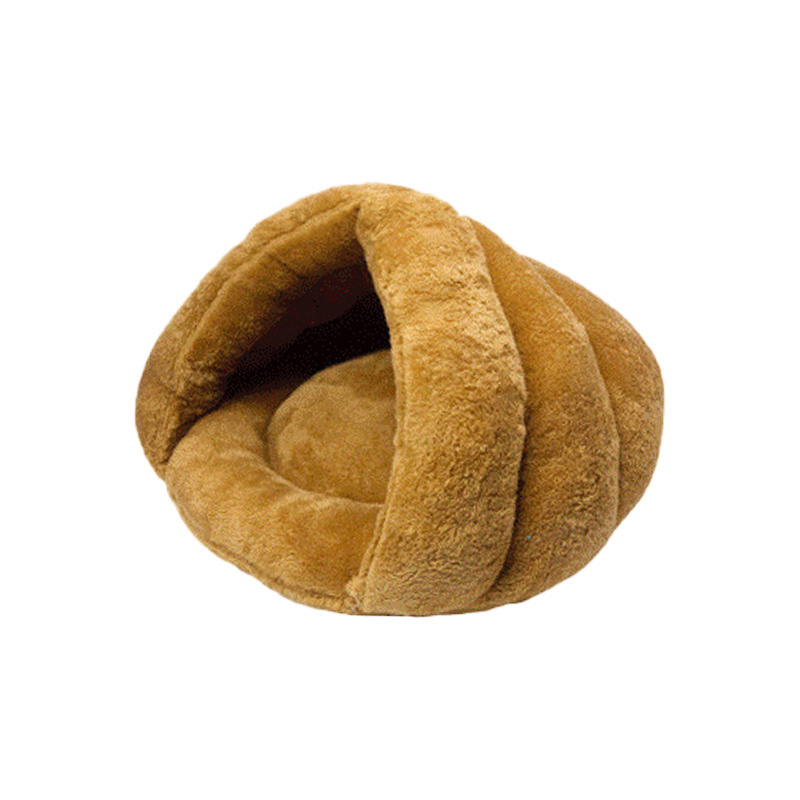 Soft Plush Burrowing Cave Hooded Cat Bed Faux Fur Round Comfortable Self Warming Indoor Sleeping Cat Bed For Small Dogs