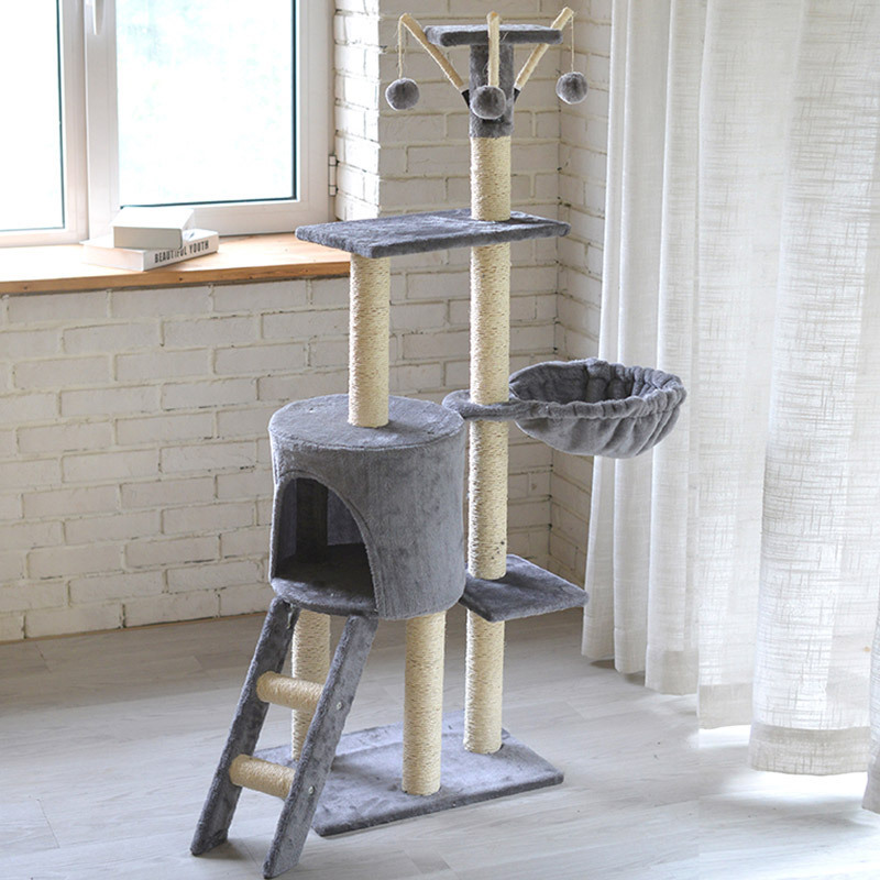 China Factory Wholesale Luxurious House Customized Plush Big Pet Condo Natural Sisal Wood Scratcher Furniture Cat Tree