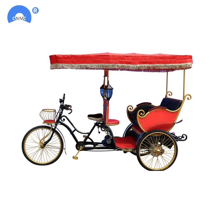 China 3 Wheel 3 Seat Tuk Tuk Electric Rickshaw Tricycle for Passenger Tourist Rickshaw Bike