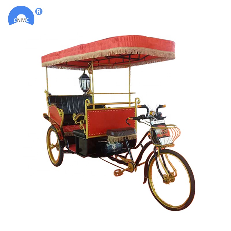 China 3 Wheel 3 Seat Tuk Tuk Electric Rickshaw Tricycle for Passenger Tourist Rickshaw Bike