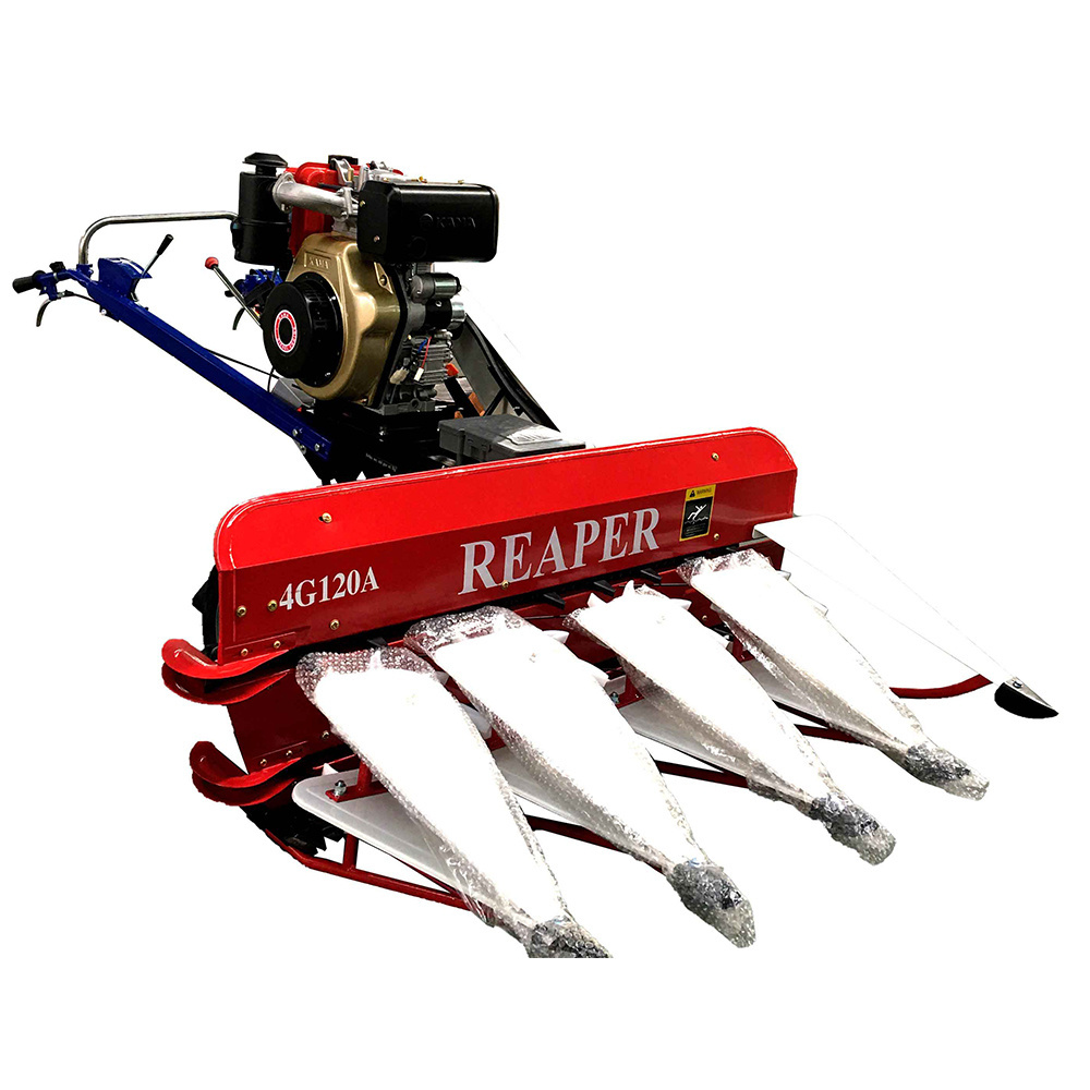 Farm Two Wheels Self Propelled Reaper Harvesting Machine Mini Paddy Reaper Binder Machine