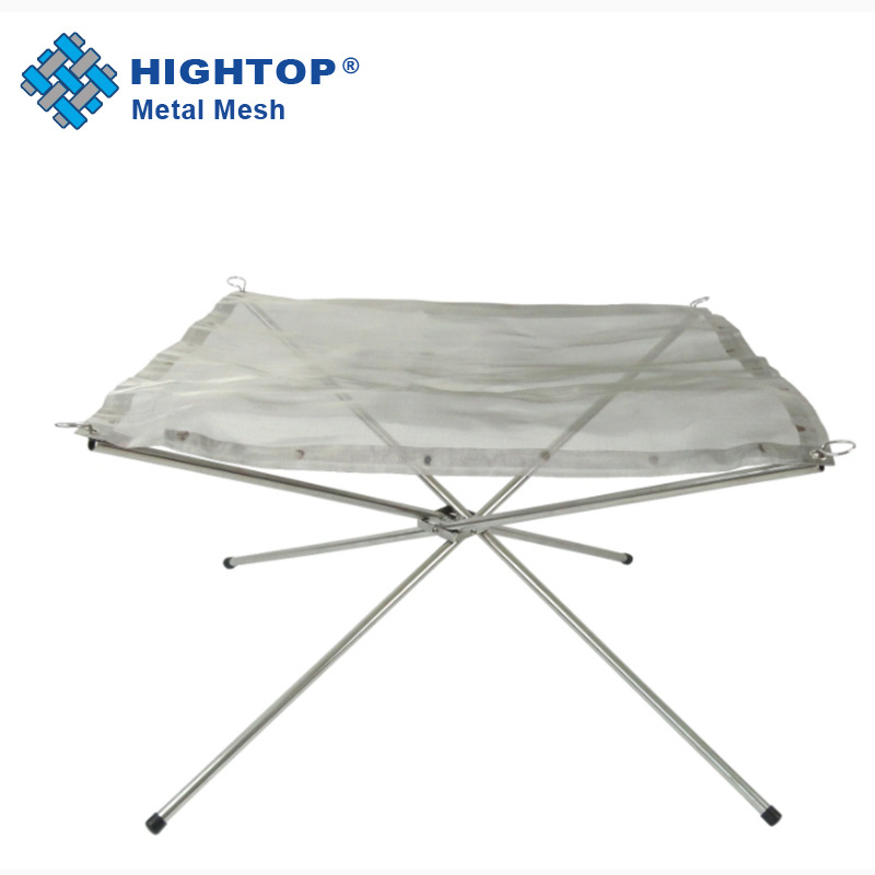 Outdoor Camping Bonfire Stand Mesh Sheet Stainless Steel Portable Folding Fire Pit