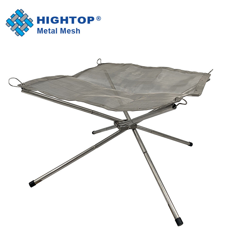 Outdoor Camping Bonfire Stand Mesh Sheet Stainless Steel Portable Folding Fire Pit