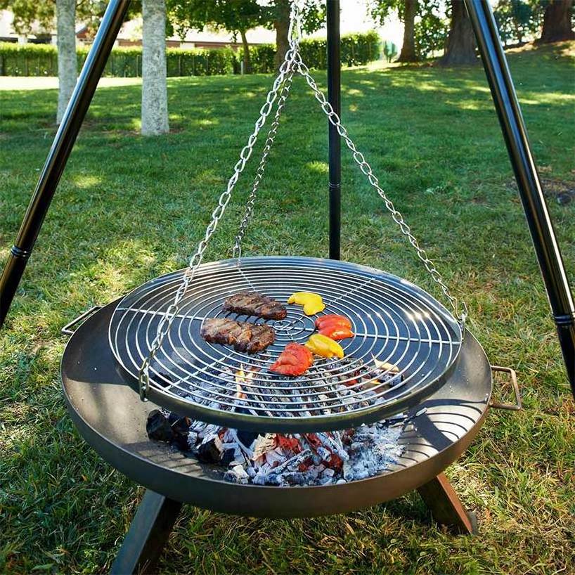 OEM Accepted Tripod Open Fire Outdoor Garden Heater Barbecue Hanging BBQ Grill with rope or chain