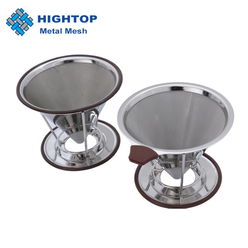 Vietnamese Camping Gold Reusable Stainless Steel Pour Over Coffee Dripper Set Strainer Filter With Metal Mesh Stand Holder