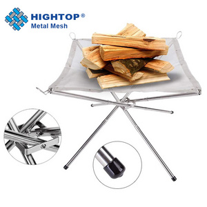 Outdoor Camping Bonfire Stand Mesh Sheet Stainless Steel Portable Folding Fire Pit