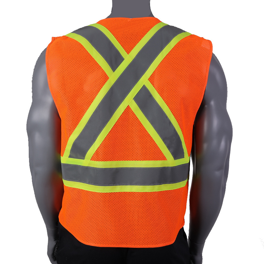 High Visibility Vest Ansi  Class 2  X BACK Safety Yellow Orange Vest  Reflective Tape  ANSI Certified Construction Work Vest