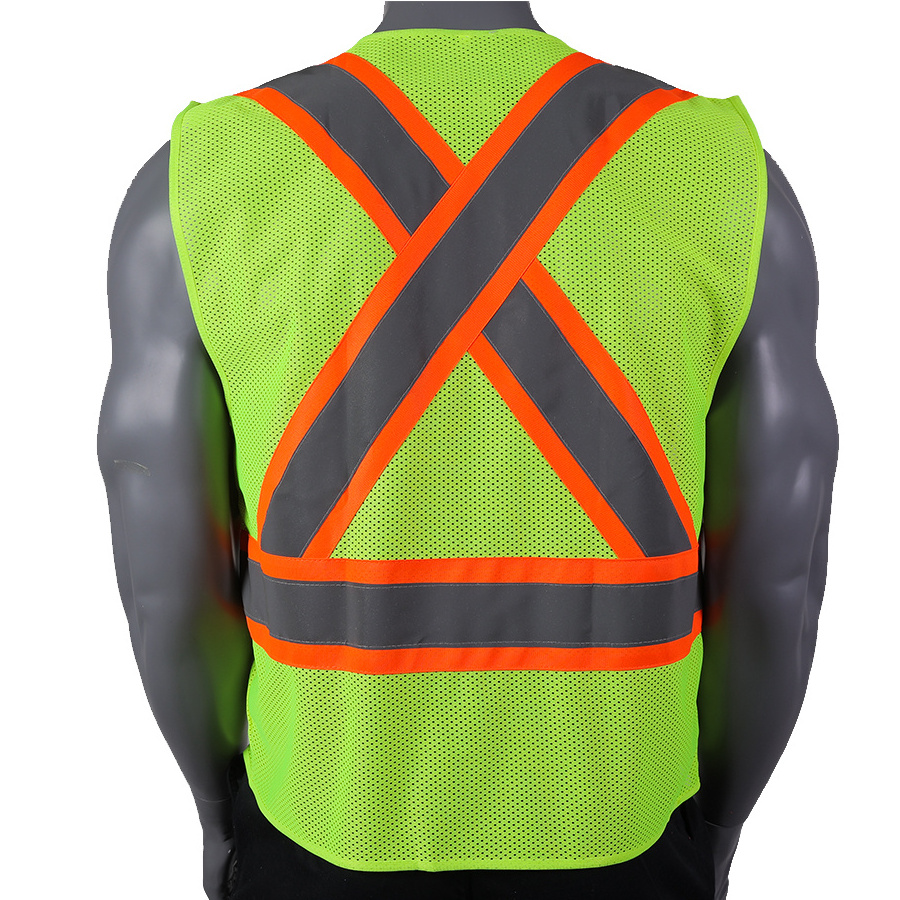 High Visibility Vest Ansi  Class 2  X BACK Safety Yellow Orange Vest  Reflective Tape  ANSI Certified Construction Work Vest