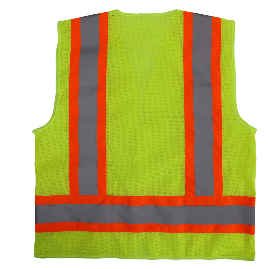 Safety Vest Reflective for Men Class 2 Contrasting Reflective 4Pockets Zipper Front High Visibility Construction Mesh Work Vest