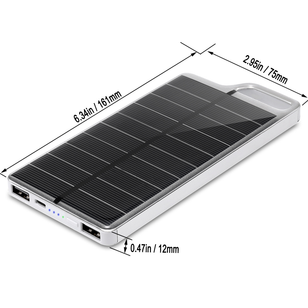 Portable Full Capacity 10000mah Flashlight Solar Power Bank with Cable External Battery Phone Solar Charger